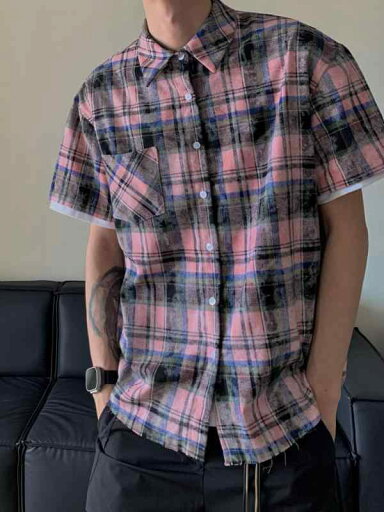 メンズ ファッション 服 男性用 オシャレ シンプル 大人 かっこいい 大きいサイズ ストリート 紳士服 アメリカンスタイル ダメージ 加工 T シャツ ダーティ ピンク コットン チェック柄 クリーン フィット 半袖 メンズ ファッション 服 男性用 オシャレ シンプル 大人 かっこいい 大きいサイズ ストリート 紳士服 アメリカンスタイル ダメージ 加工 T シャツ ダーティ ピンク コットン チェック柄 クリーン フィット 半袖
