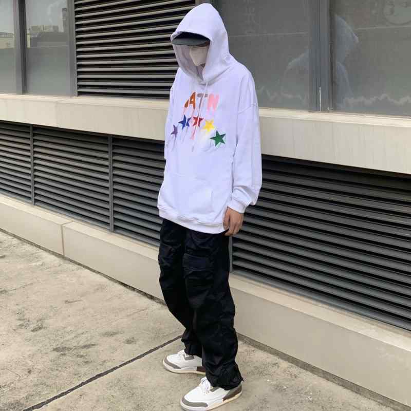 メンズ ファッション 服 男性用 オシャレ シンプル 大人 かっこいい 大きいサイズ ストリート 紳士服 シンプル ファッション フード付き ストリート ラウンドネック スプリング スター スウェットシャツ
