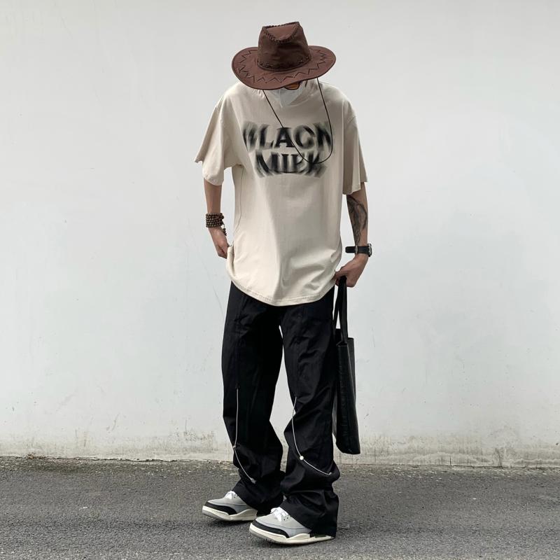 メンズ ファッション 服 男性用 オシャレ シンプル 大人 かっこいい 大きいサイズ ストリート 紳士服 夏 レター カップル ウォッシュ ラウンドネック 半袖 T シャツ トップス