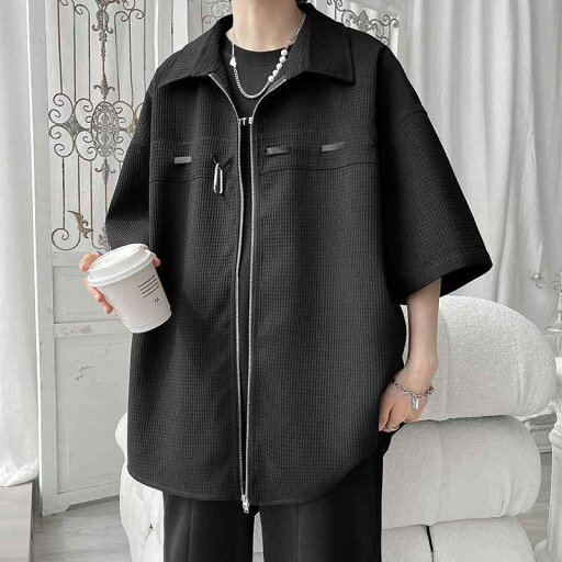 メンズ ファッション 服 男性用 オシャレ シンプル 大人 かっこいい 大きいサイズ ストリート 紳士服 ワッフル ジッパー ワークシャツ 半袖 夏 ゆったり シャツ ジャケット メンズ ファッション 服 男性用 オシャレ シンプル 大人 かっこいい 大きいサイズ ストリート 紳士服 ワッフル ジッパー ワークシャツ 半袖 夏 ゆったり シャツ ジャケット