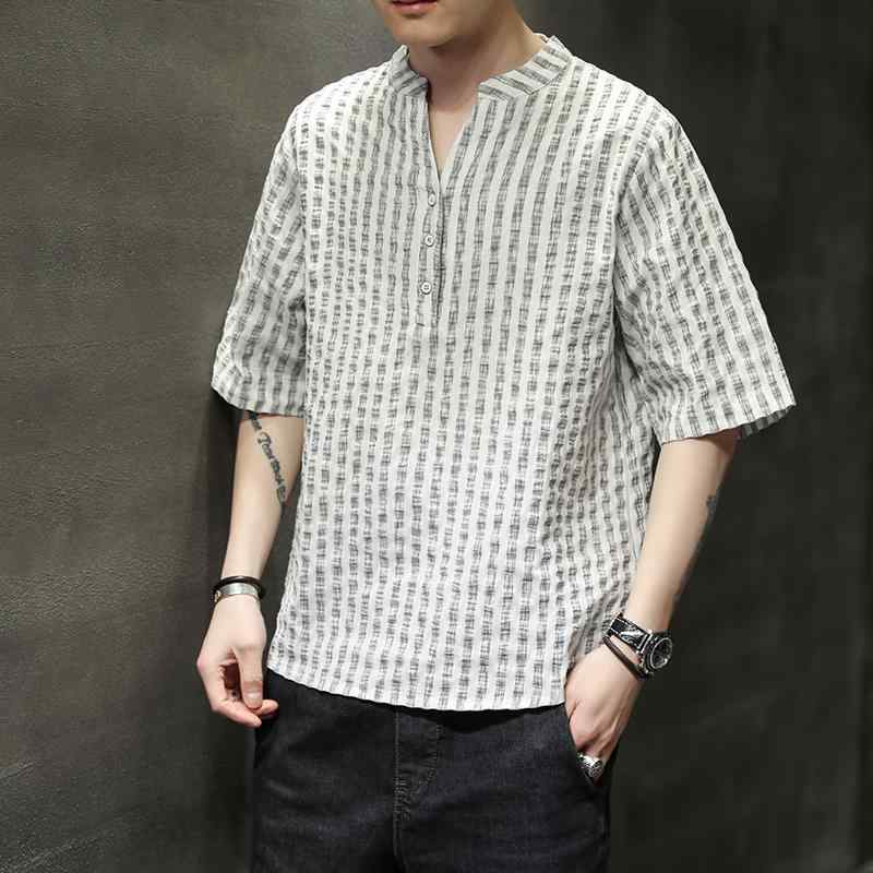 メンズ ファッション 服 男性用 オシャレ シンプル 大人 かっこいい 大きいサイズ ストリート 紳士服 ストライプ 半袖 リネン T シャツ..