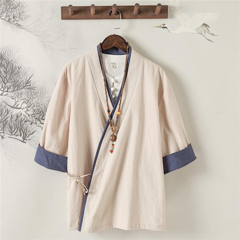メンズ ファッション 服 男性用 オシャレ シンプル 大人 かっこいい 大きいサイズ ストリート 紳士服 漢服 トップス リネン T シャツ レトロ 唐 スーツ 夏 コットンリネン