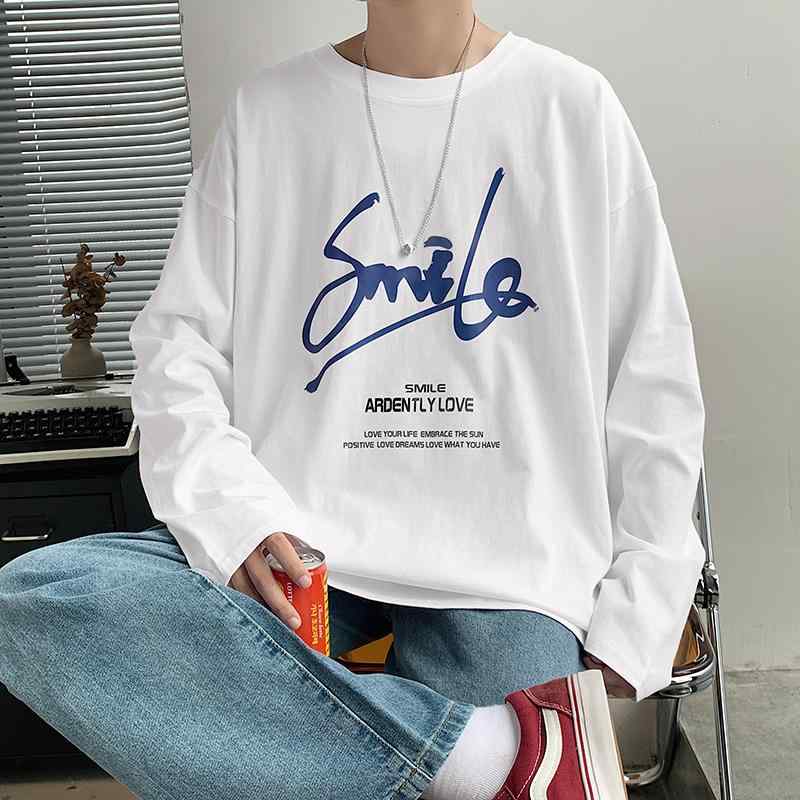 樂天商城 - メンズ ファッション 服 男性用 オシャレ シンプル 大人 かっこいい 大きいサイズ ストリート 紳士服 春秋 綿 白 T シャツ スタイル カジュアル ラウンドネックトップス 長袖 レイヤリング