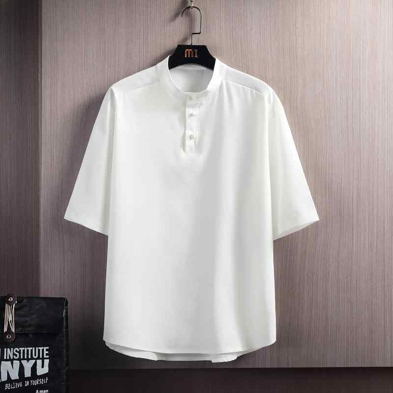 乐天商城 - メンズ ファッション 服 男性用 オシャレ シンプル 大人 かっこいい 大きいサイズ ストリート 紳士服 リネン 半袖 T シャツ 夏 唐 スーツ コットンリネン トップス