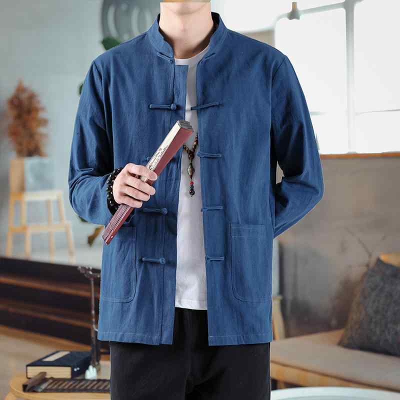 メンズ ファッション 服 男性用 オシャレ シンプル 大人 かっこいい 大きいサイズ ストリート 紳士服 無地 シャツ 長袖 レトロ 唐 スーツ 春秋 綿 リネン チュニック ジャケット