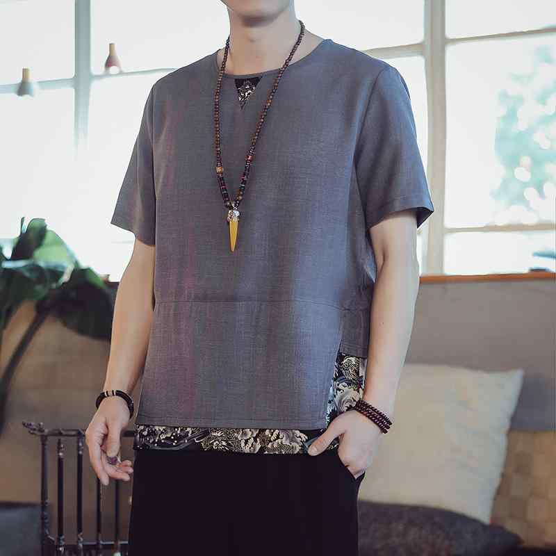 メンズ ファッション 服 男性用 オシャレ シンプル 大人 かっこいい 大きいサイズ ストリート 紳士服 コントラスト パッチワーク リネ..