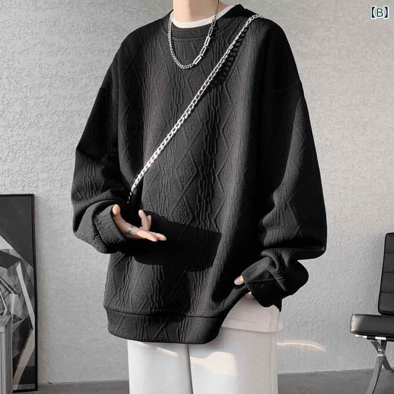 メンズ ファッション 服 男性用 オシャレ シンプル 大人 かっこいい 大きいサイズ ストリート 紳士服 ラウンドネック スウェットシャツ ハイエンド ジャカード トップス 秋 アメリカンヘビー プルオーバー ジャケット レイヤー