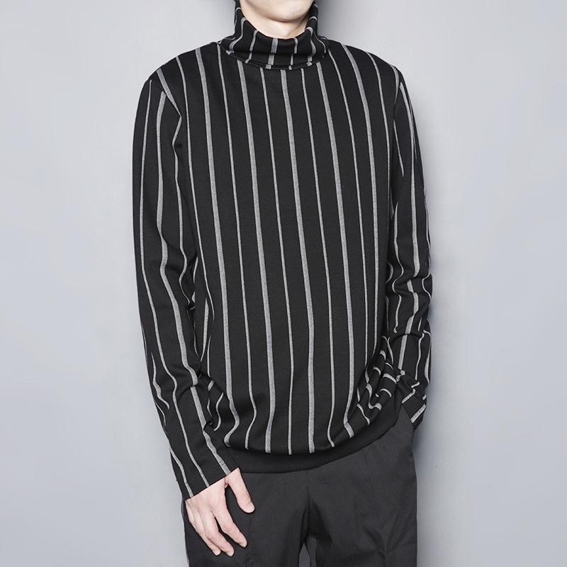 メンズ ファッション 服 男性用 オシャレ シンプル 大人 かっこいい 大きいサイズ ストリート 紳士服 ファッション アメリカン ストリート ダーク カジュアル コントラスト ストライプ ハイネック スウェットシャツ