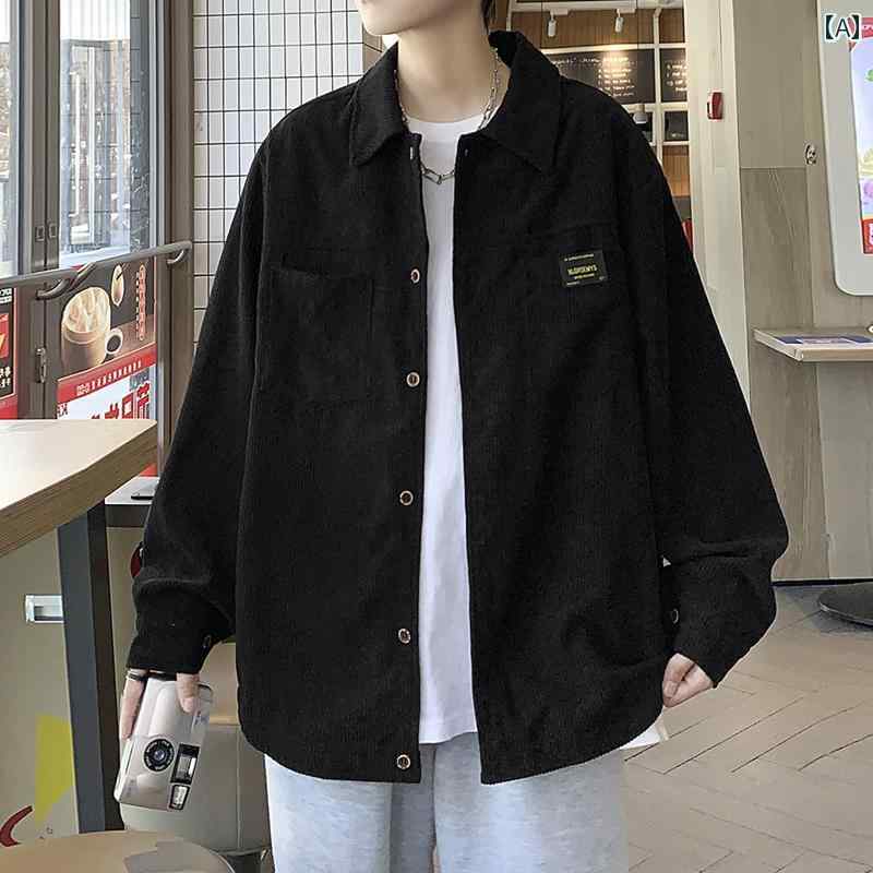 メンズ ファッション 服 男性用 オシャレ シンプル 大人 かっこいい 大きいサイズ ストリート 紳士服 シャツ ジャケット 春秋 レトロ ワークウェア コーデュロイジャケット コート 長袖