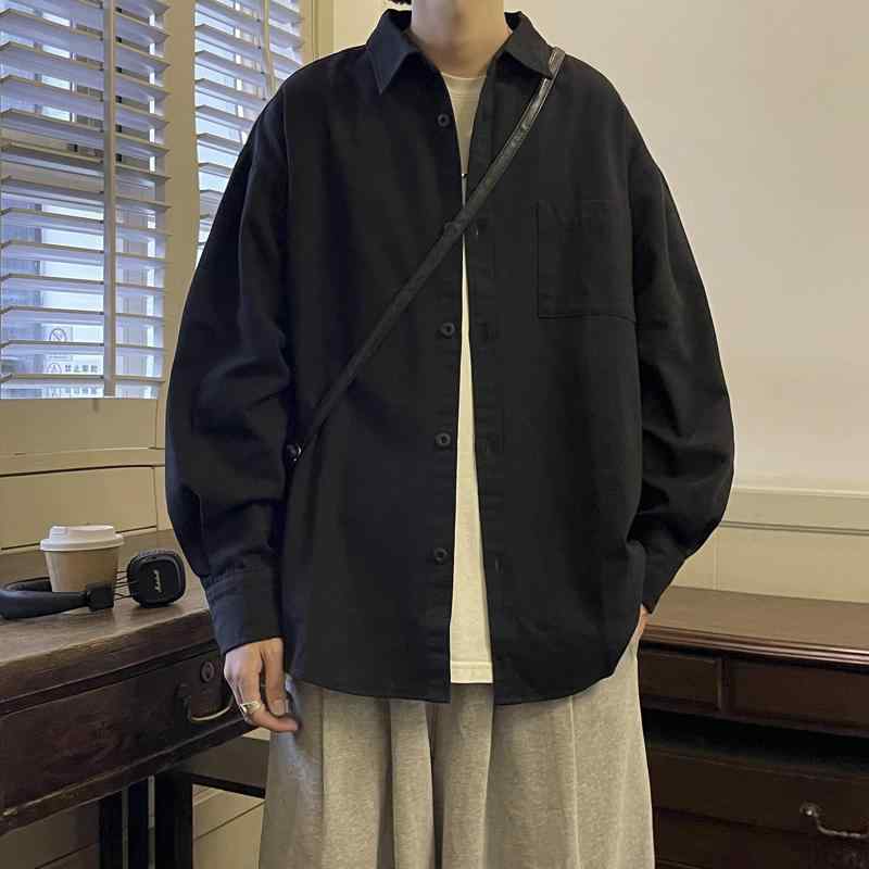 メンズ ファッション 服 男性用 オシャレ シンプル 大人 かっこいい 大きいサイズ ストリート 紳士服 黒 シャツ 秋 アメリカンファッション ゆったり カジュアル 長袖 快適 ジャケット