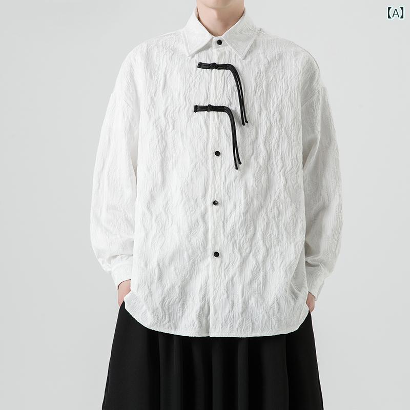 メンズ ファッション 服 男性用 オシャレ シンプル 大人 かっこいい 大きいサイズ ストリート 紳士服 冬 エスニック ファッション ベルベット カップル コート バックル レトロ ジャカード シャツ