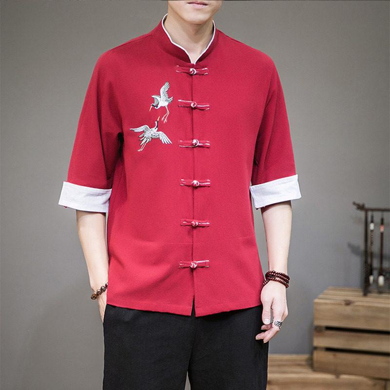 メンズ ファッション 服 男性用 オシャレ シンプル 大人 かっこいい 大きいサイズ ストリート 紳士服 シャツ 漢服 プレート ボタン レトロ 綿 リネン スタンドカラー ジャケット