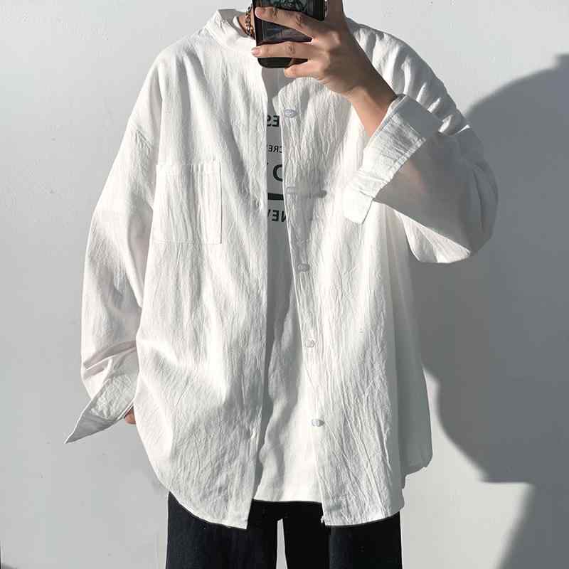 メンズ ファッション 服 男性用 オシャレ シンプル 大人 かっこいい 大きいサイズ ストリート 紳士服 春秋 綿 リネンシャツ 長袖 ジャケット