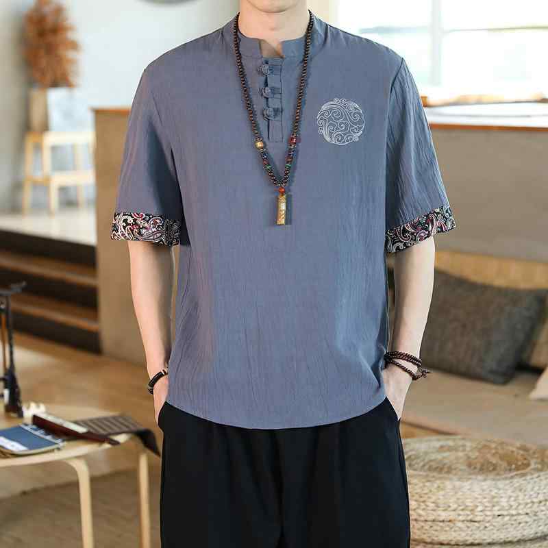 メンズ ファッション 服 男性用 オシャレ シンプル 大人 かっこいい 大きいサイズ ストリート 紳士服 リネン T シャツ 半袖 唐 スーツ レトロ 綿 ゆったり スタイル