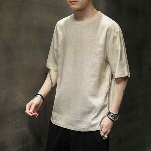 メンズ ファッション 服 男性用 オシャレ シンプル 大人 かっこいい 大きいサイズ ストリート 紳士服 夏 半袖 T シャツ 綿 リネン 通気性 カジュアル 服