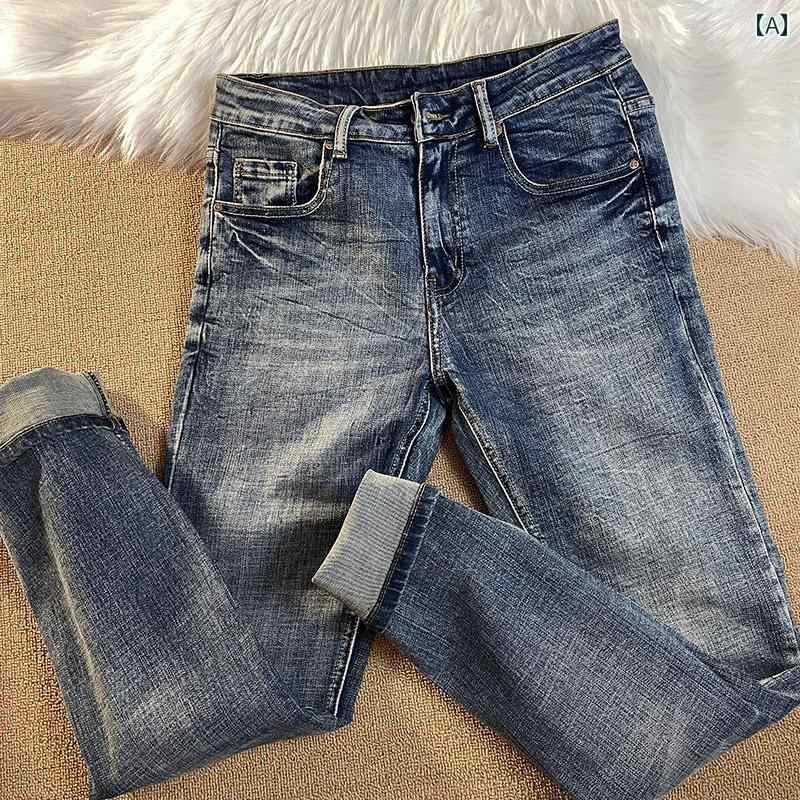 メンズ ファッション 服 男性用 オシャレ シンプル 大人 かっこいい 大きいサイズ ストリート 紳士服 レトロ ウォッシュド ビジネス カジュアル エレガント シンプル 快適 ジーンズ スリム ストレート ストレッチ デニム パンツ