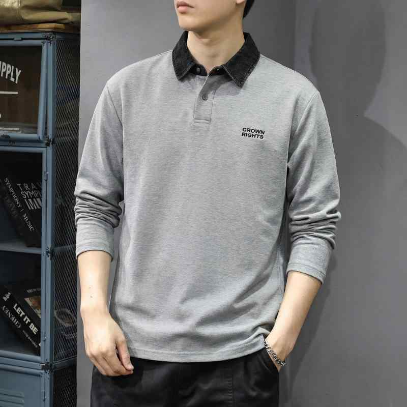 綿 ポロシャツ 長袖 Tシャツ メンズ 春 アメリカン カラーブロック トップス