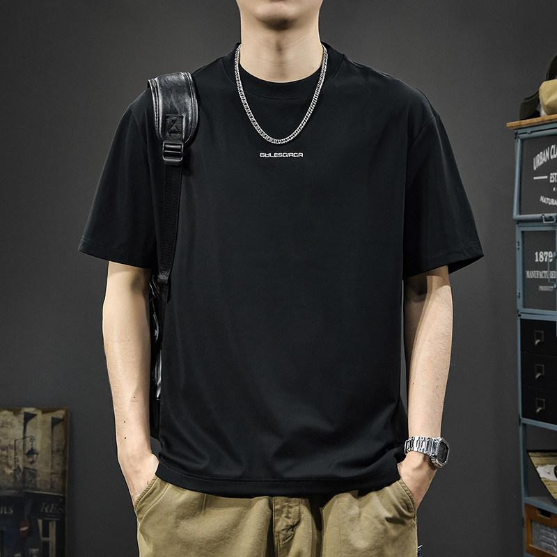 夏 シンプル 着回し抜群 プリント レター 半袖 Tシャツ メンズ ゆったり フィット 大きいサイズ 七分袖
