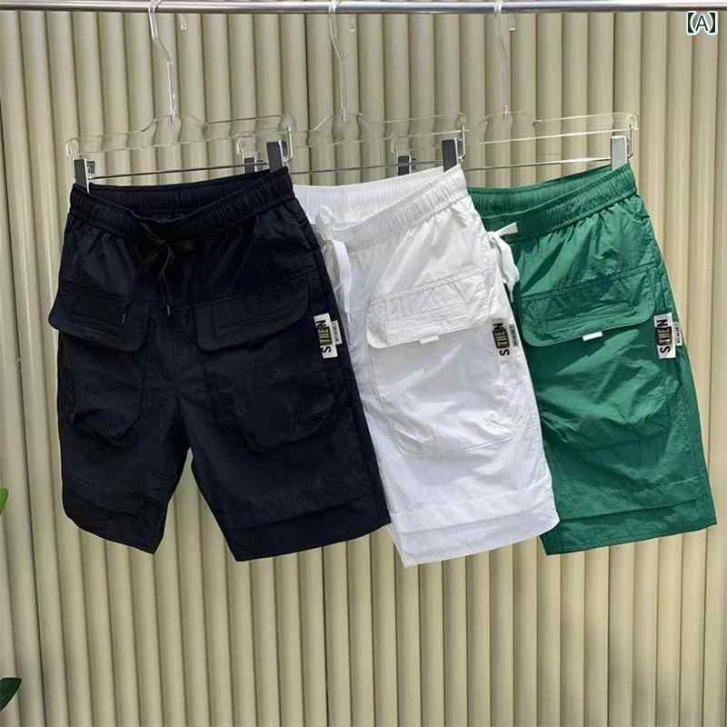 メンズ ファッション 服 男性用 オシャレ シンプル 大人 かっこいい 大きいサイズ ストリート 紳士服 速乾 五分丈 パンツ ストレート マルチ ポケット カジュアル ビーチ