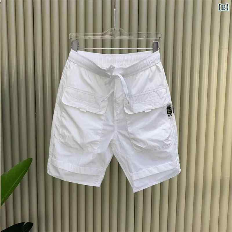 メンズ ファッション 服 男性用 オシャレ シンプル 大人 かっこいい 大きいサイズ ストリート 紳士服 速乾 五分丈 パンツ ストレート マルチ ポケット カジュアル ビーチ