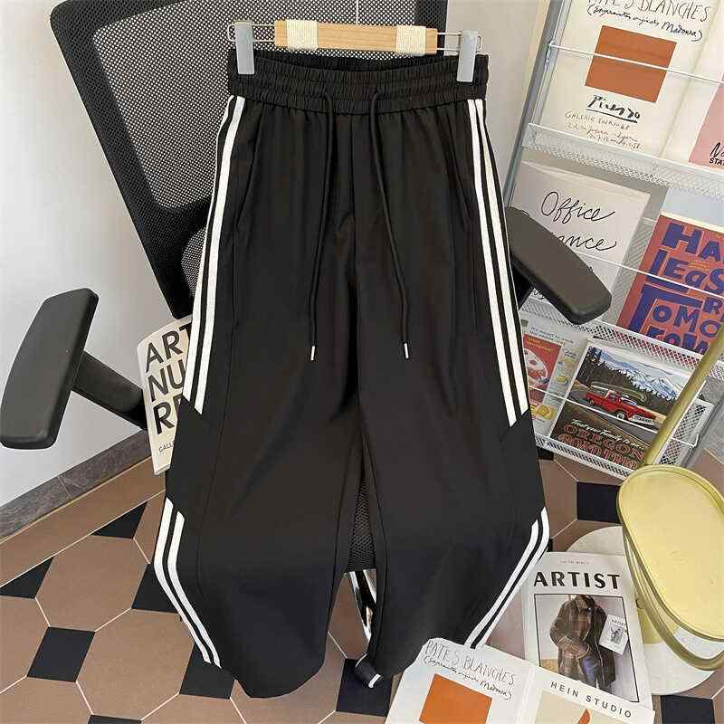 メンズ ファッション 服 男性用 オシャレ シンプル 大人 かっこいい 大きいサイズ ストリート 紳士服 ストライプ ワイド レッグ パンツ 夏 薄手 冷感 速乾 ドレープ ストレート