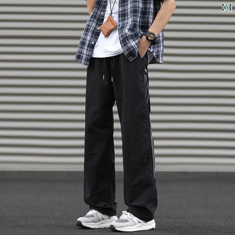 メンズ ファッション 服 男性用 オシャレ シンプル 大人 かっこいい 大きいサイズ ストリート 紳士服 ストリート ヘビーウェイト ストライプス 冷感 通気性 パンツ 登山 ストレート カジュアル スポーツ