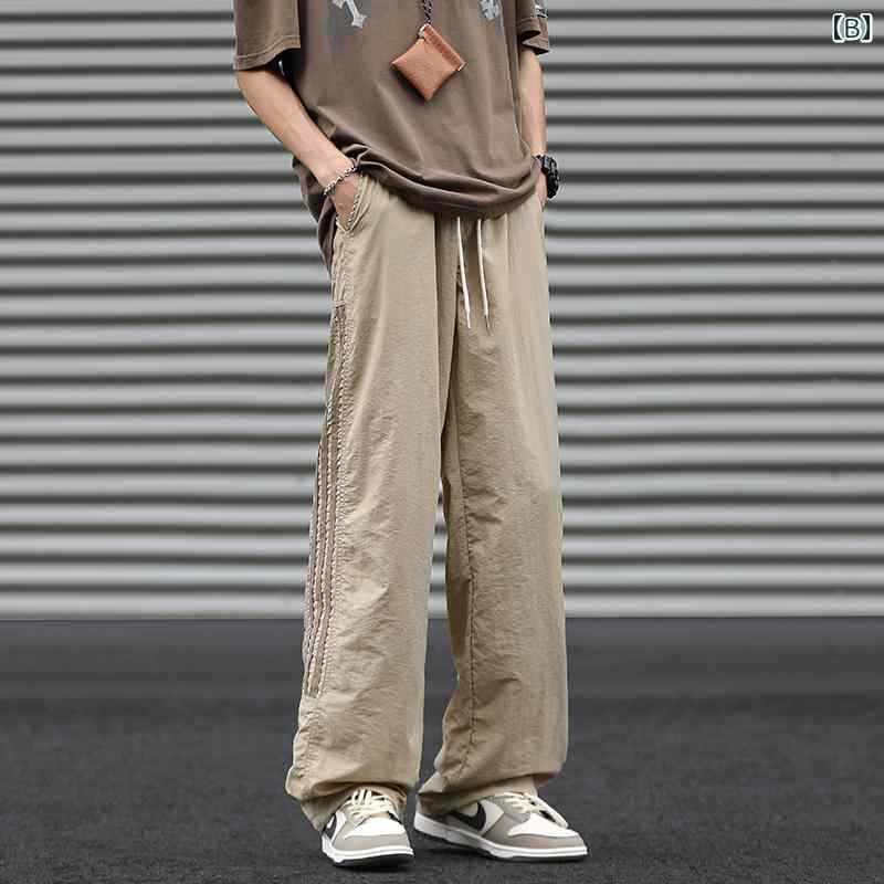 メンズ ファッション 服 男性用 オシャレ シンプル 大人 かっこいい 大きいサイズ ストリート 紳士服 ストリート ヘビーウェイト ストライプス 冷感 通気性 パンツ 登山 ストレート カジュアル スポーツ