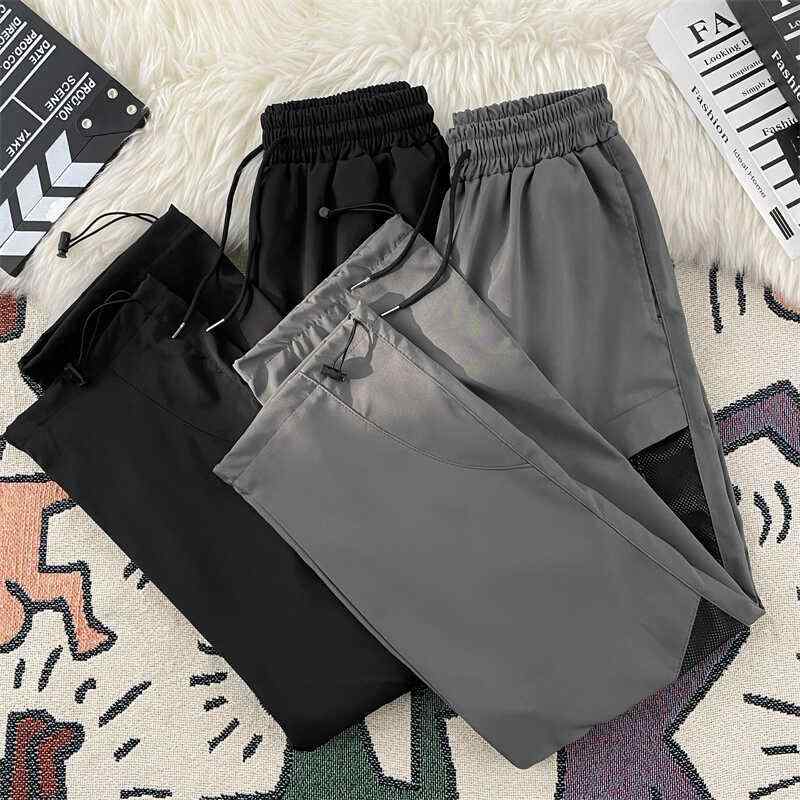 メンズ ファッション 服 男性用 オシャレ シンプル 大人 かっこいい 大きいサイズ ストリート 紳士服 アメリカン 冷感 速乾 パンツ 夏 薄手 メッシュ ジッパー カジュアル ワイド レッグ