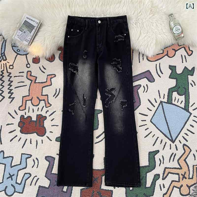 メンズ ファッション 服 男性用 オシャレ シンプル 大人 かっこいい 大きいサイズ ストリート 紳士服 ワイド レッグ ウォッシュ ジーンズ 夏 薄手 スリミング ストレート カット パンツ