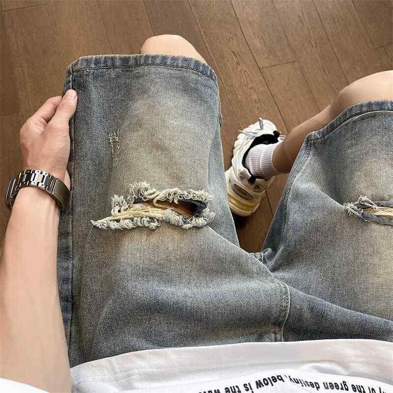 メンズ ファッション 服 男性用 オシャレ シンプル 大人 かっこいい 大きいサイズ ストリート 紳士服 アメリカン ストリート デニム パンツ 夏 薄手 ストレート カジュアル パンツ