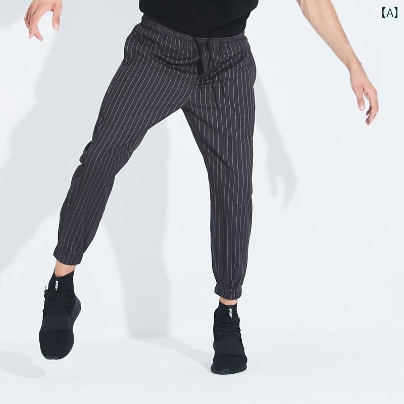 メンズ ファッション 服 男性用 オシャレ シンプル 大人 かっこいい 大きいサイズ ストリート 紳士服 パンツ 九分丈 レッグ 縦縞 ビジネス カジュアル