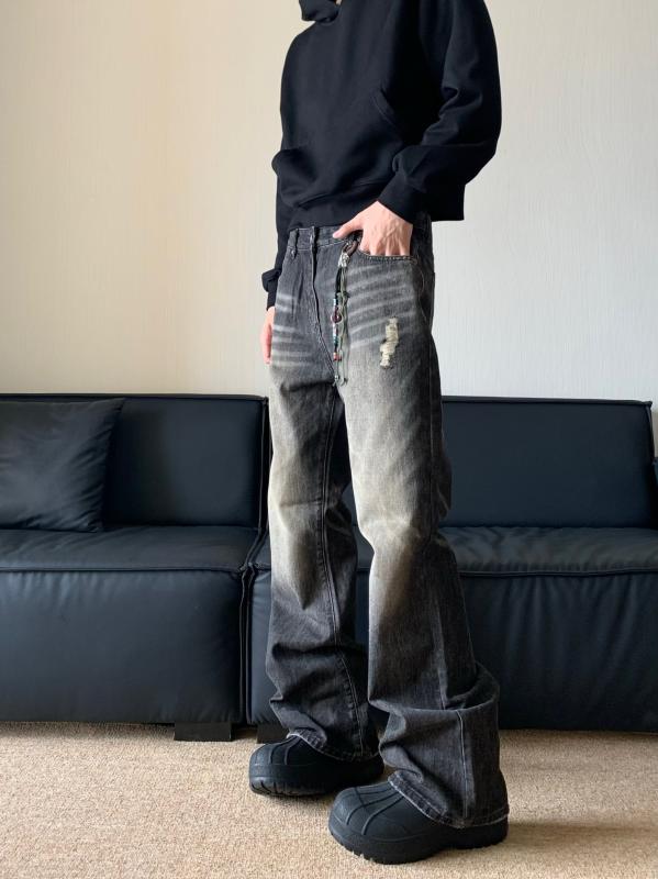 メンズ ファッション 服 男性用 オシャレ シンプル 大人 かっこいい 大きいサイズ ストリート 紳士服 アメリカン レトロ ウォッシュド クリーン フィット ブラック ジーンズ ダメージ 加工 スリム ストレート パンツ