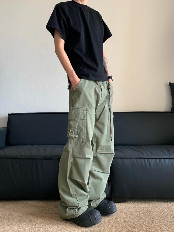 メンズ ファッション 服 男性用 オシャレ シンプル 大人 かっこいい 大きいサイズ ストリート 紳士服 アメリカン レトロ ダメージ 加工 プリーツ ストレート 男女兼 ゆったり ロング パンツ