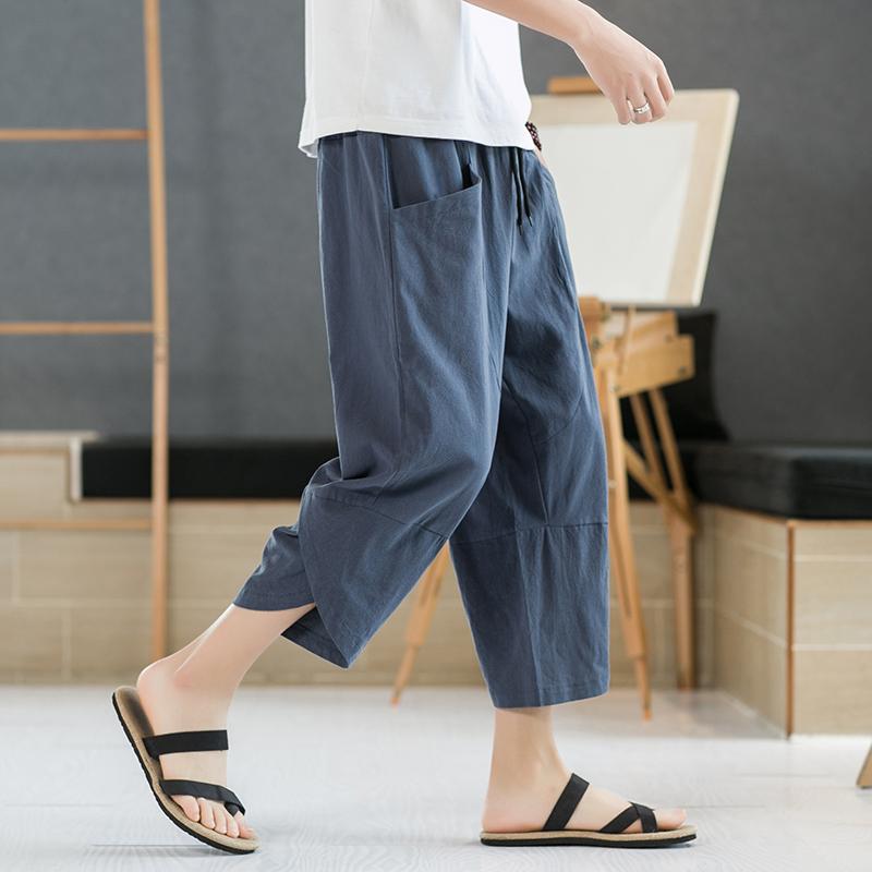 Pants - メンズ ファッション 服 男性用 オシャレ シンプル 大人 かっこいい 大きいサイズ ストリート 紳士服 綿 リネン 夏 クロップド パンツ 薄手 カジュアル パンツ