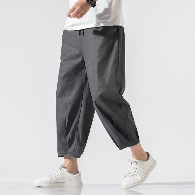 メンズ ファッション 服 男性用 オシャレ シンプル 大人 かっこいい 大きいサイズ ストリート 紳士服 夏 綿 リネン 無地 カジュアル パンツ アンティーク 九分丈 ワイド レッグ