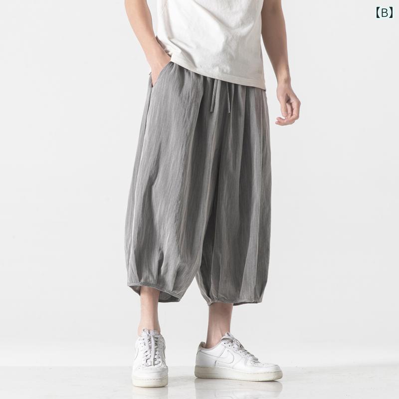 メンズ ファッション 服 男性用 オシャレ シンプル 大人 かっこいい 大きいサイズ ストリート 紳士服 冷感 夏 クロップド パンツ 薄手 ワイド レッグ カジュアル パンツ