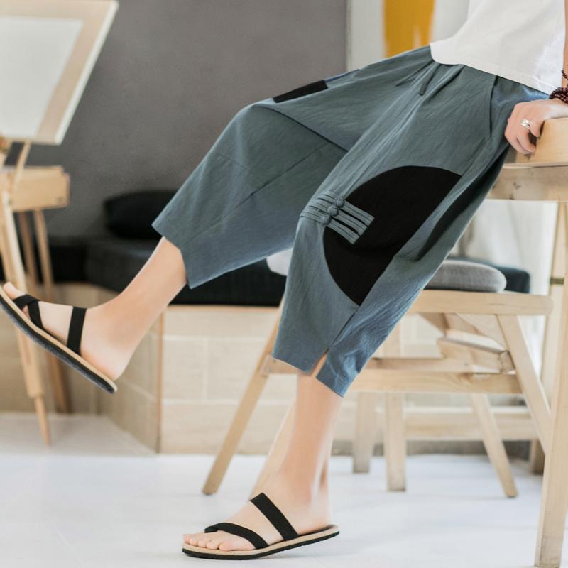 メンズ ファッション 服 男性用 オシャレ シンプル 大人 かっこいい 大きいサイズ ストリート 紳士服 カジュアル パンツ クロップド パンツ アンティーク 綿 リネン ワイド レッグ