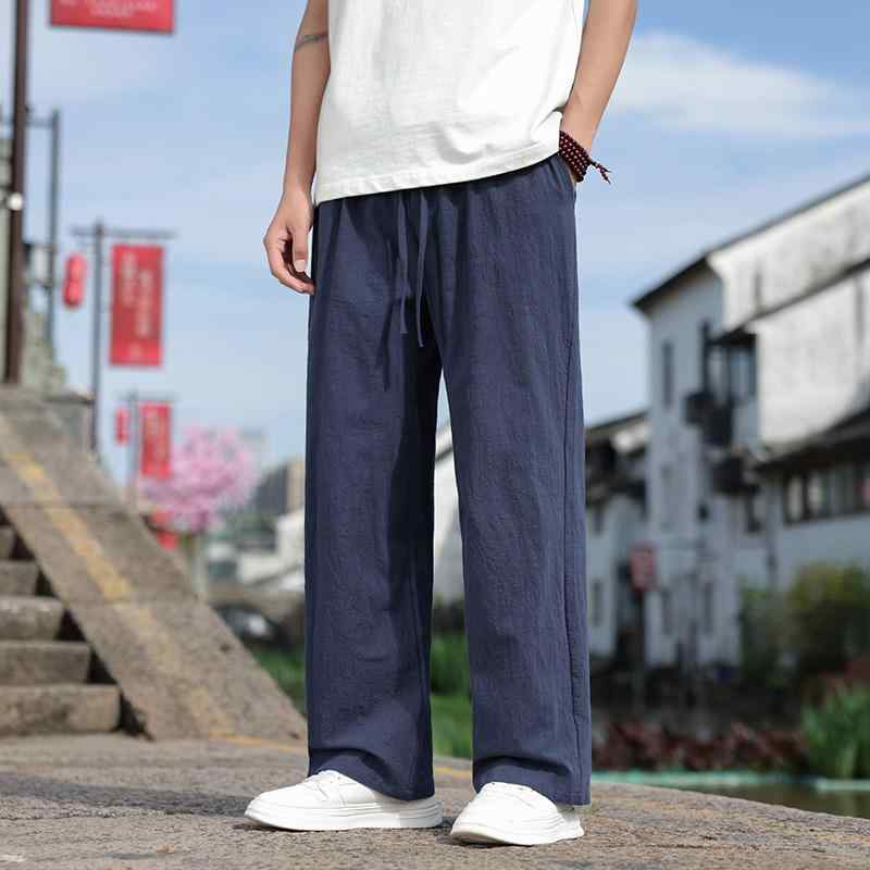 メンズ ファッション 服 男性用 オシャレ シンプル 大人 かっこいい 大きいサイズ ストリート 紳士服 夏 ワイド レッグ パンツ コットンリネン リネン ゆったり ストレート