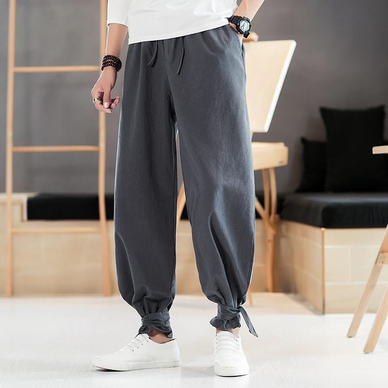 メンズ ファッション 服 男性用 オシャレ シンプル 大人 かっこいい 大きいサイズ ストリート 紳士服 エスニック レトロ パンツ 綿 リネン カジュアル ズボン(4.0)