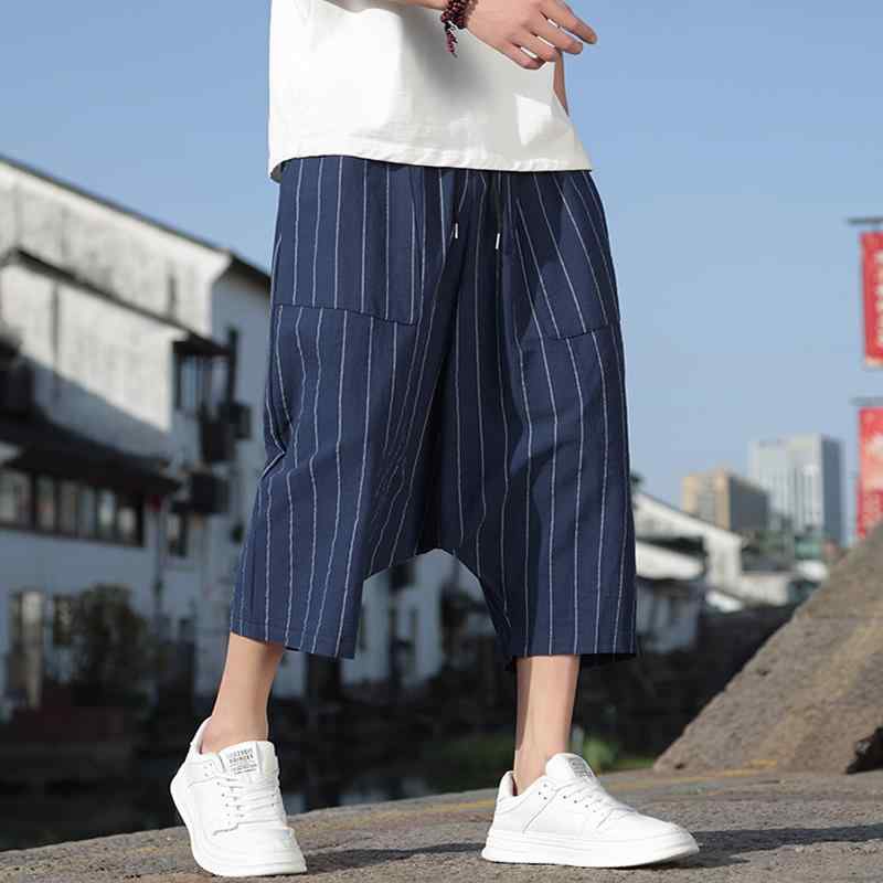 Rakuten - メンズ ファッション 服 男性用 オシャレ シンプル 大人 かっこいい 大きいサイズ ストリート 紳士服 ストライプ ワイド レッグ クロップド パンツ 夏 クロス オーバー パンツ カジュアル