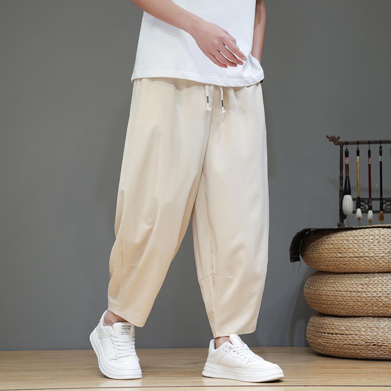 メンズ ファッション 服 男性用 オシャレ シンプル 大人 かっこいい 大きいサイズ ストリート 紳士服 九分丈 パンツ 夏 薄手 ドレープ 冷感 カジュアル ゆったり スーツ ランタン