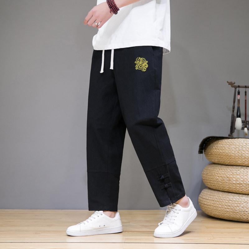 メンズ ファッション 服 男性用 オシャレ シンプル 大人 かっこいい 大きいサイズ ストリート 紳士服 リネン 九分丈 パンツ 夏 薄手 通気性 綿 レトロ カジュアル