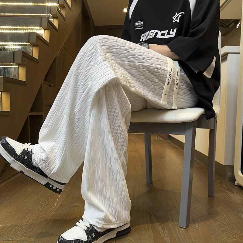 Rakuten - メンズ ファッション 服 男性用 オシャレ シンプル 大人 かっこいい 大きいサイズ ストリート 紳士服 クール 冷感 パンツ 夏 薄手 ドレープ ワイド レッグ ストリート ストレート カジュアル