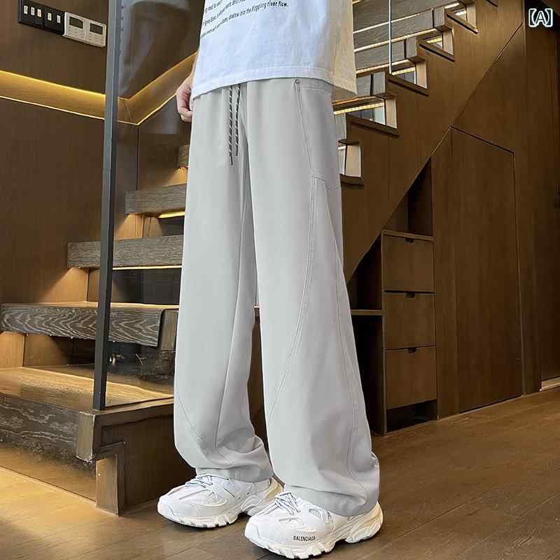 メンズ ファッション 服 男性用 オシャレ シンプル 大人 かっこいい 大きいサイズ ストリート 紳士服 速乾 冷感 パンツ 夏 薄手 ストリート ストレート ワイド レッグ クールカジュアル
