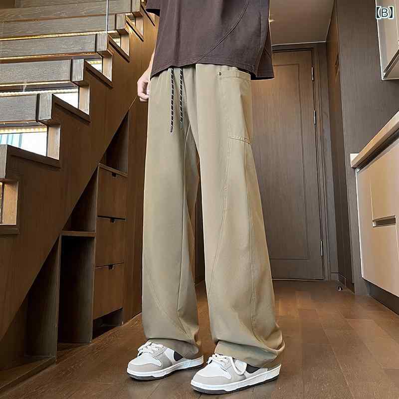 メンズ ファッション 服 男性用 オシャレ シンプル 大人 かっこいい 大きいサイズ ストリート 紳士服 速乾 冷感 パンツ 夏 薄手 ストリート ストレート ワイド レッグ クールカジュアル
