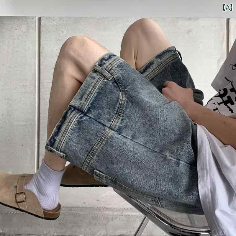 メンズ ファッション 服 男性用 オシャレ シンプル 大人 かっこいい 大きいサイズ ストリート 紳士服 夏 逆 デニム パンツ アメリカン ストリート ファッション ゆったり カジュアル ダメージ 加工 ミドル パンツ