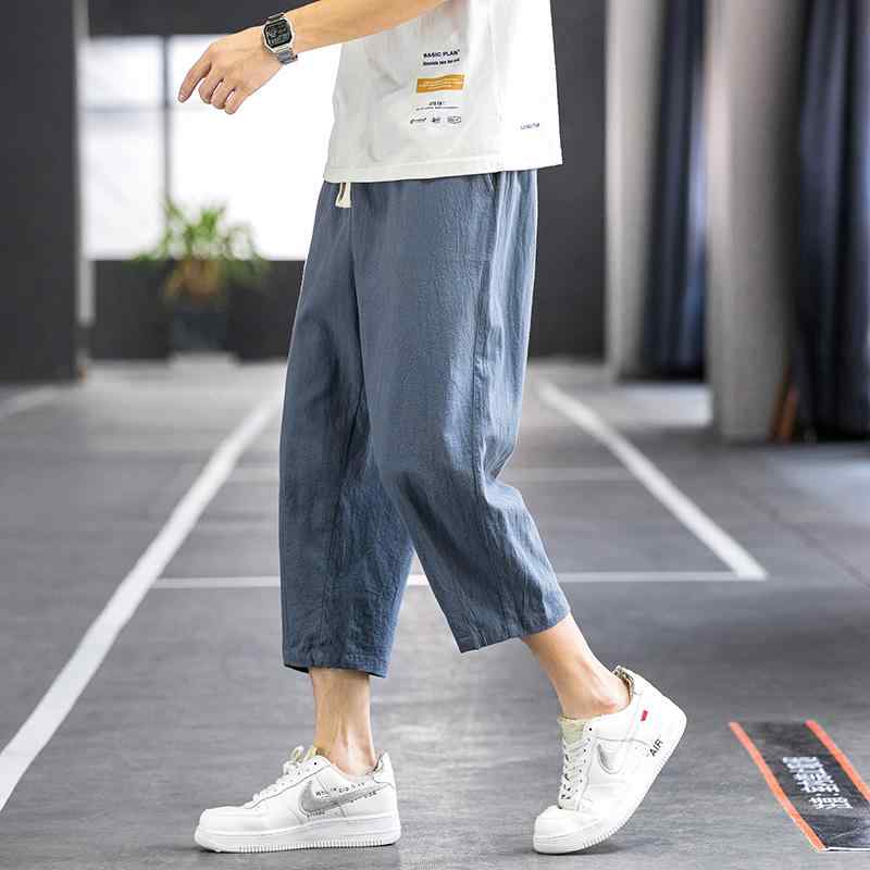 メンズ ファッション 服 男性用 オシャレ シンプル 大人 かっこいい 大きいサイズ ストリート 紳士服 冷感 コットンリネン パンツ 夏 薄手 カジュアル アウトドア ビーチ ミディアム 半ズボン スーツ 七分丈
