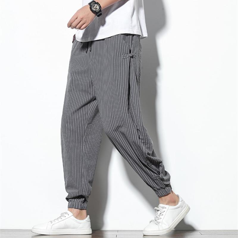 メンズ ファッション 服 男性用 オシャレ シンプル 大人 かっこいい 大きいサイズ ストリート 紳士服 パンツ 夏 カジュアル ストライプ リネン ズボン スーツ 薄手 綿
