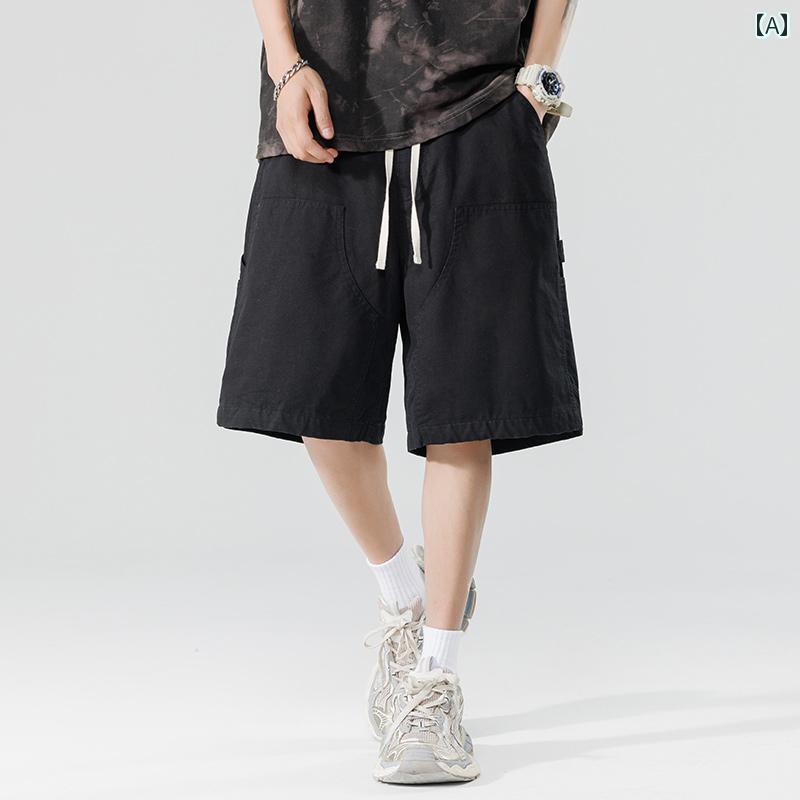メンズ ファッション 服 男性用 オシャレ シンプル 大人 かっこいい 大きいサイズ ストリート 紳士服 ストレート 速乾 カジュアル ウォッシュド アウターウェア 夏 アメリカン レトロ ワークウェア 五分丈 パンツ