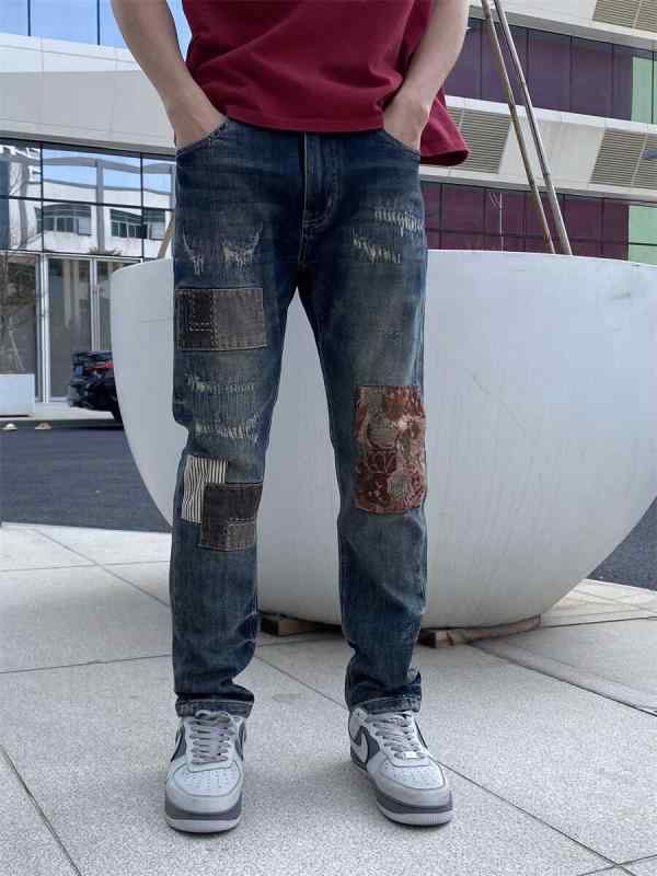 Skinney Pants - メンズ ファッション 服 男性用 オシャレ シンプル 大人 かっこいい 大きいサイズ ストリート 紳士服 春秋 ジーンズ スクラッチ スリム ストレッチ ロング パンツ